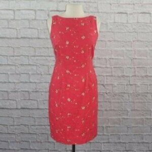 Vintage 90s Embroidered Ditsy Rose Floral Linen Dress 6